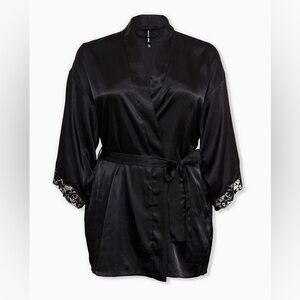 Torrid Satin And Lace Short Lingerie Robe